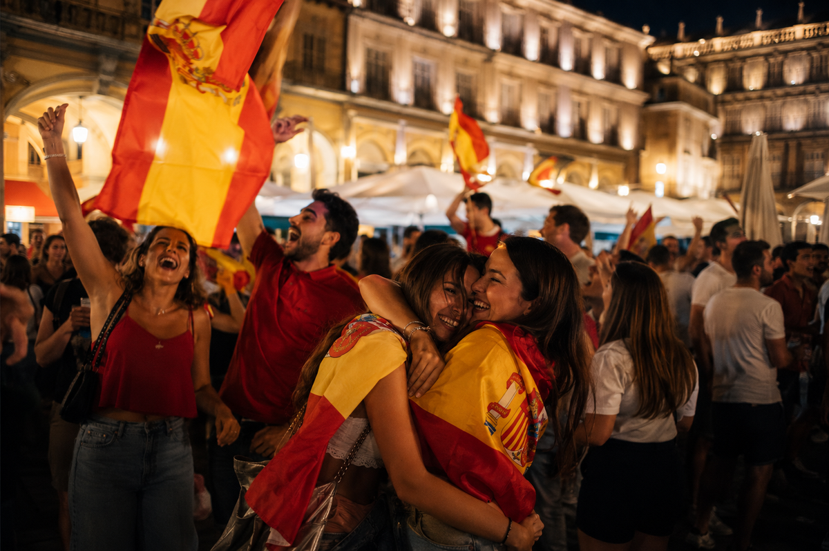 Celebración del Mundial en España y dormitorio fresco de verano