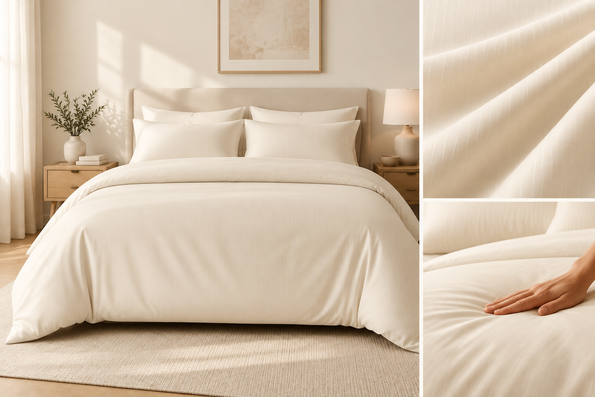 Cama moderna con funda nórdica suave y lisa